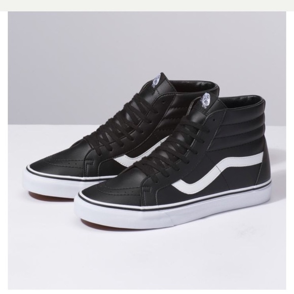 red leather high top vans